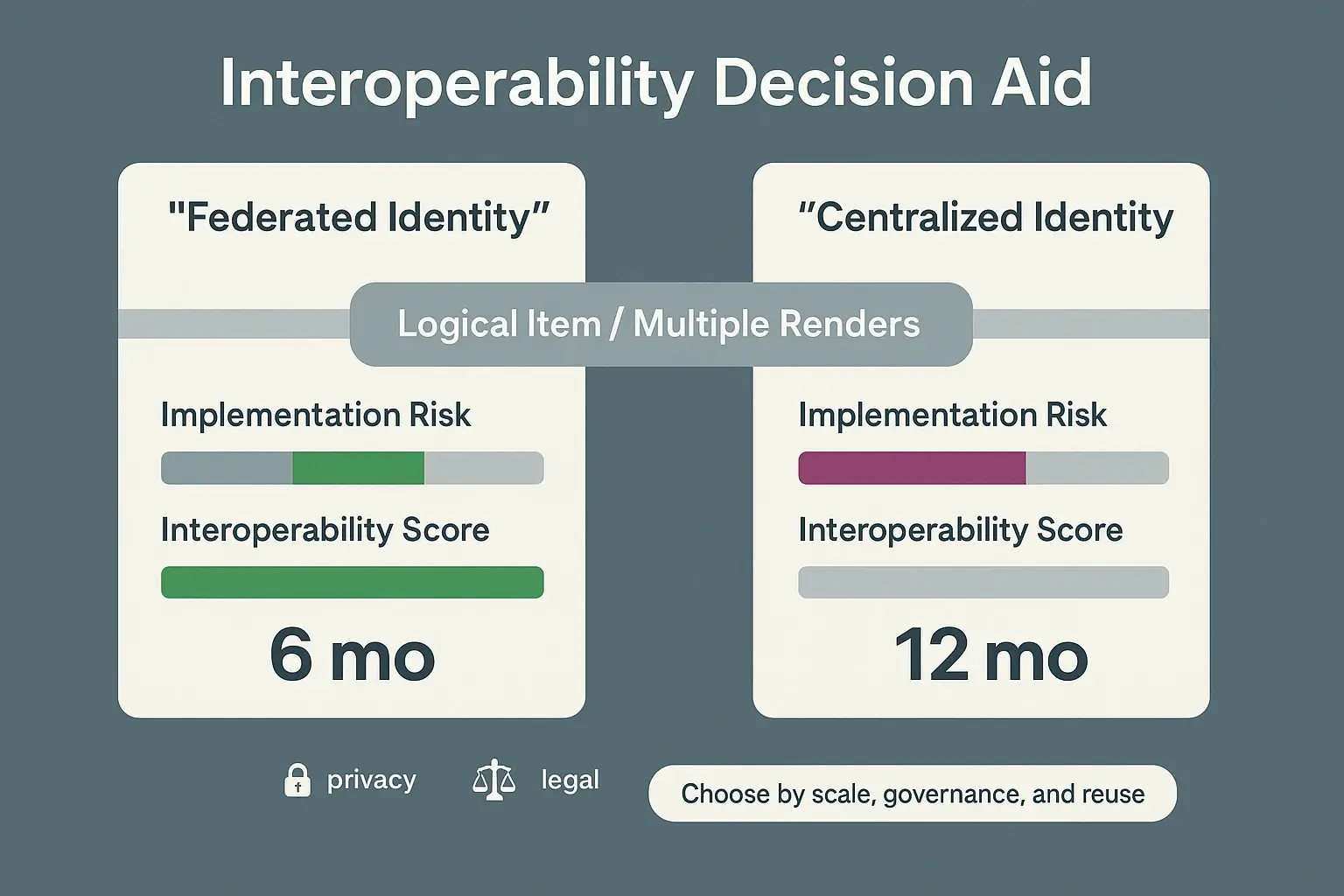 Compare identity and asset interoperability strategies side-by-side to evaluate trade-offs in risk, integration time, and cross-world reuse before selecting an approach.